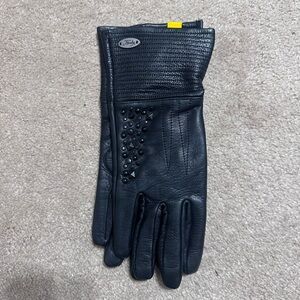 Harley-Davidson Black Leather Gloves with Stud Accents